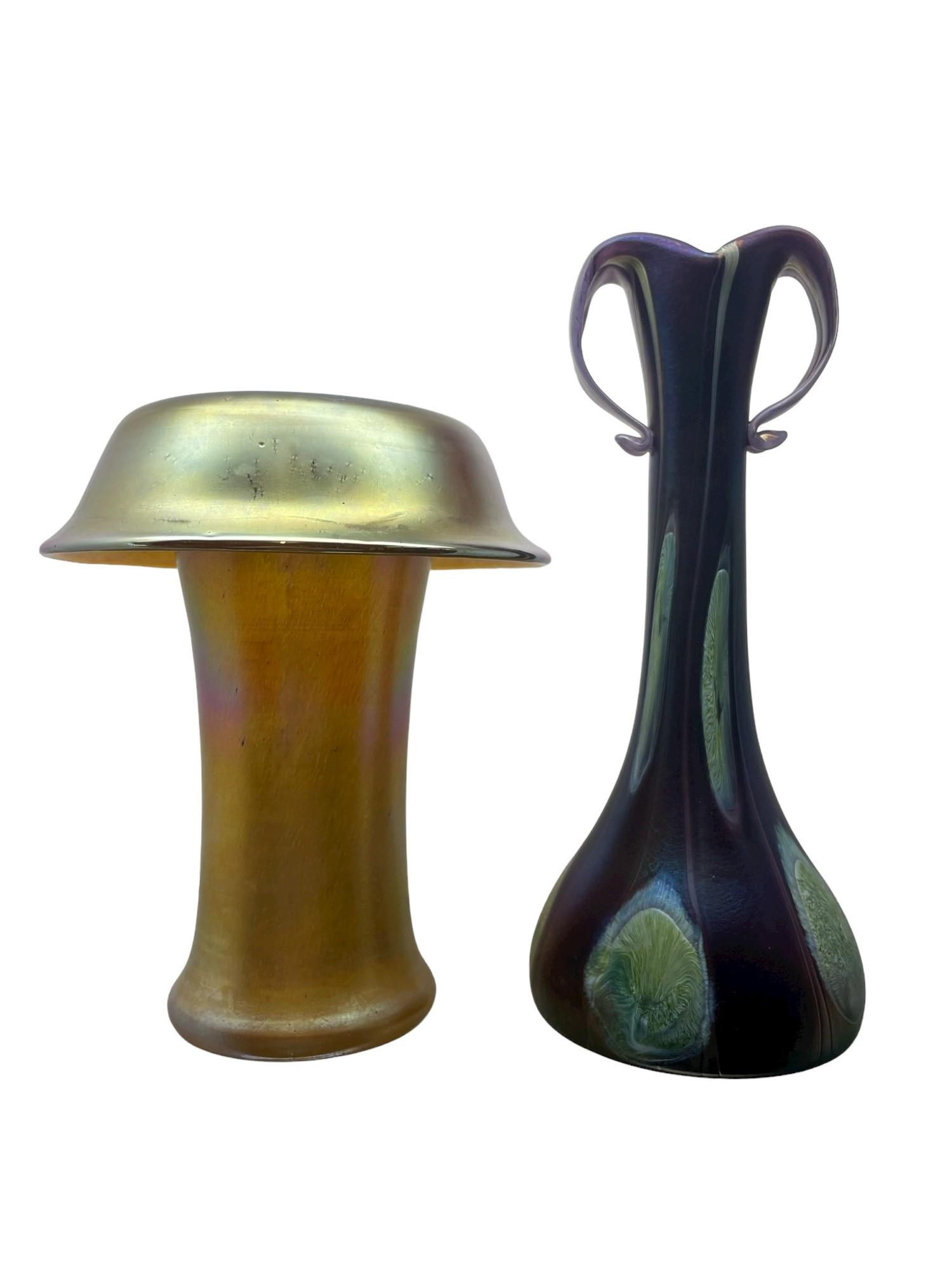 2 Iridescent Art Glass Vases (1 of 8)