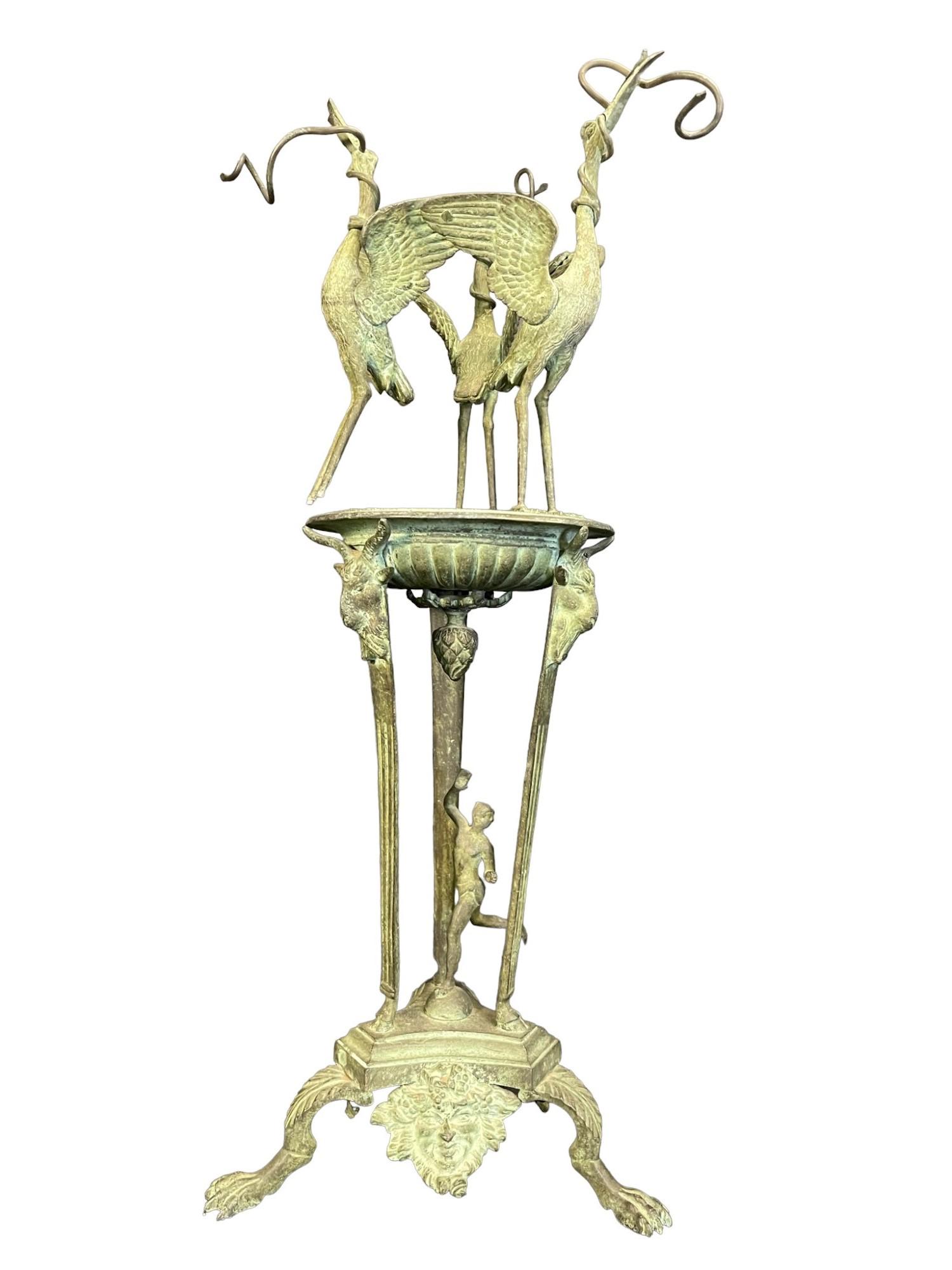 Bronze Footed Stand w/ Herons, etc (1 of 10)