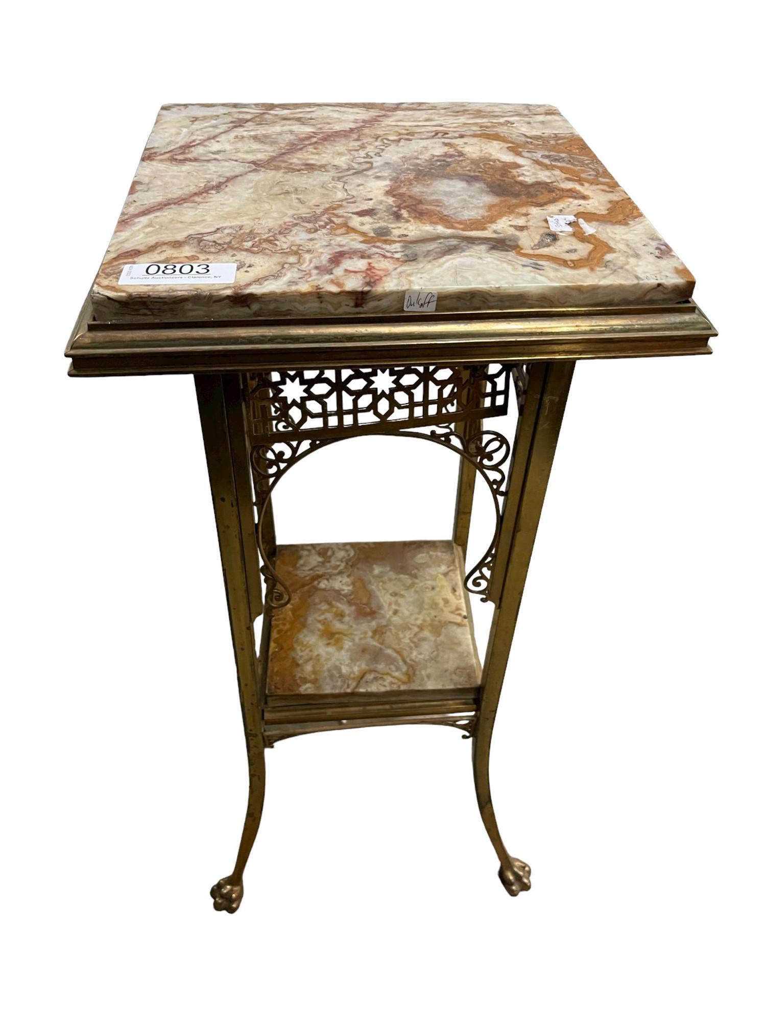 Brass & Marble 2 Tier Stand with Claw Feet (1 of 5)