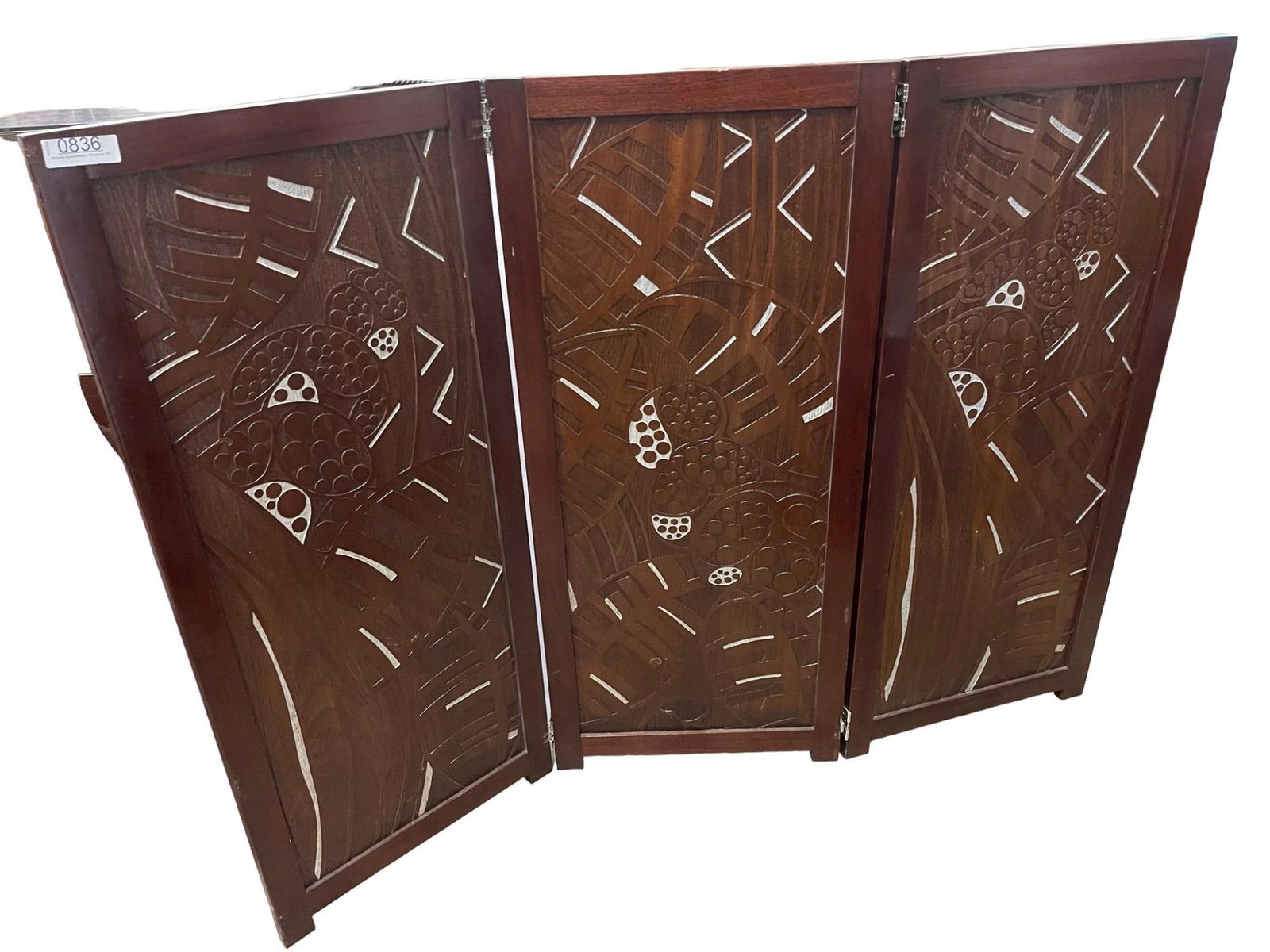 Art Deco 3 Panel Mahogany Screen (1 of 6)