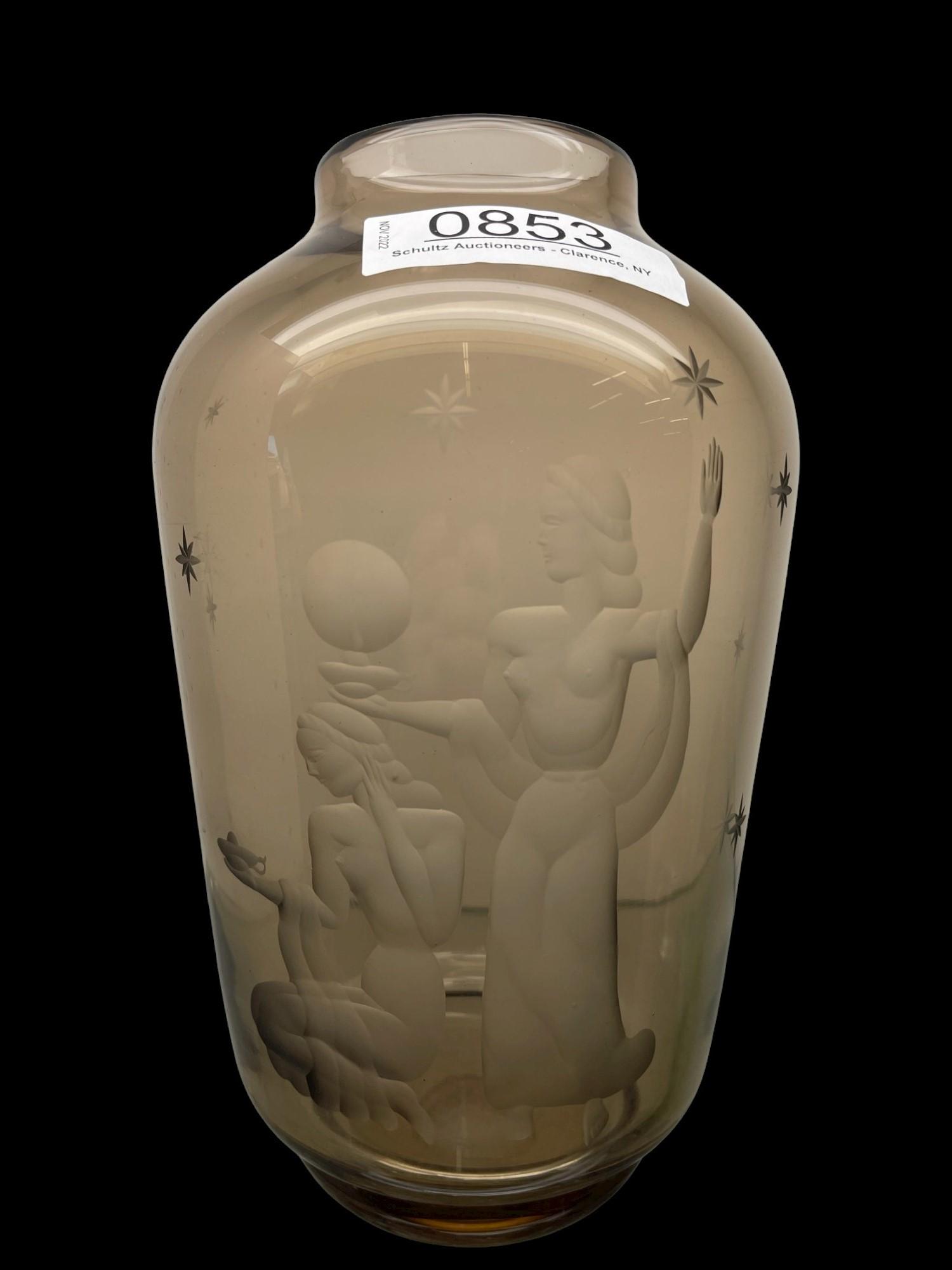 Murano S.A.L.I.R. glass acid etched vase (1 of 6)