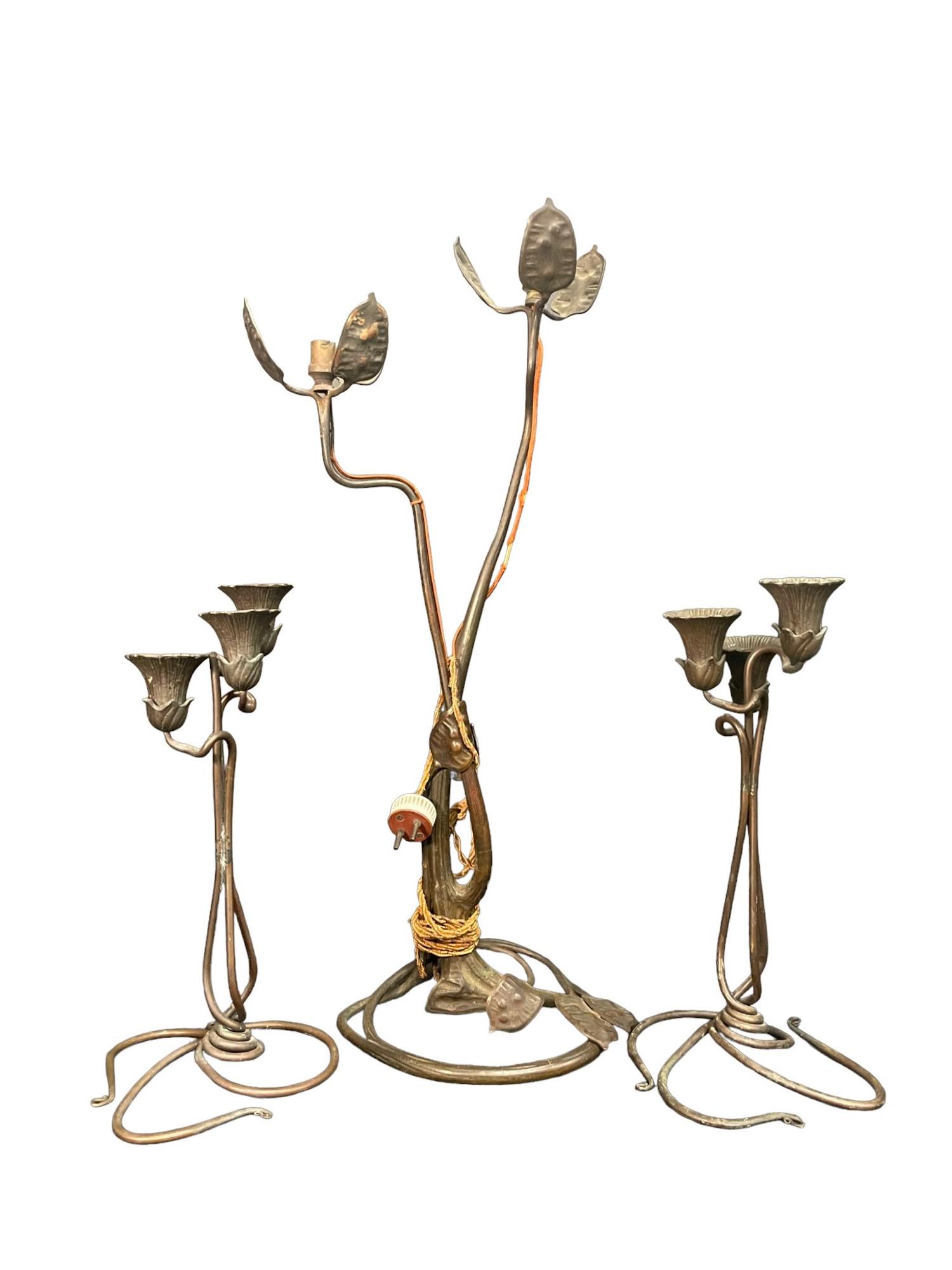 Bronze Lamp and Candlestick Pair (1 of 7)