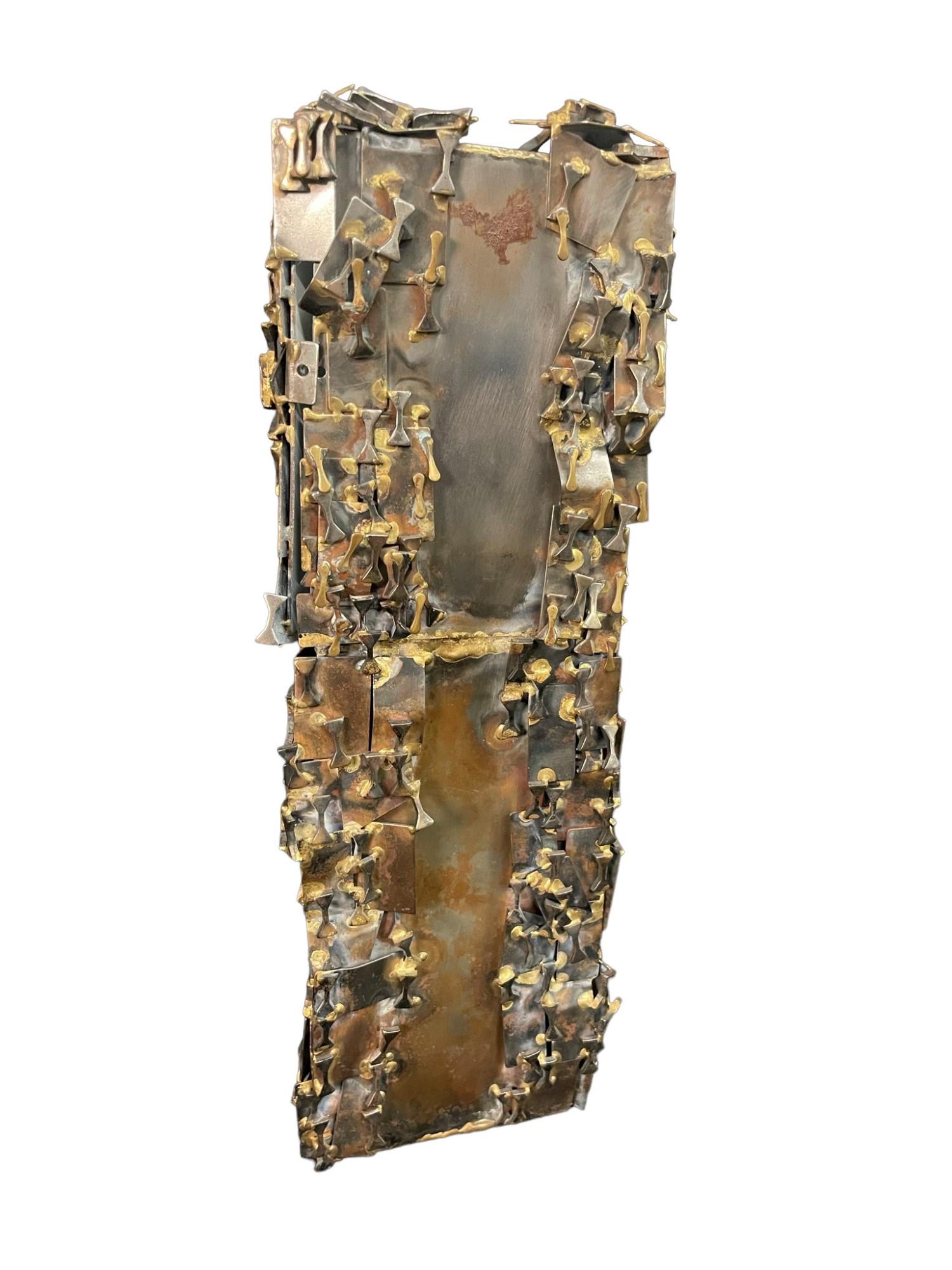 Signed Brutalist Steel Sculpture: Signed Brutalist Steel Sculpture - approx 6" x 6" x 18"