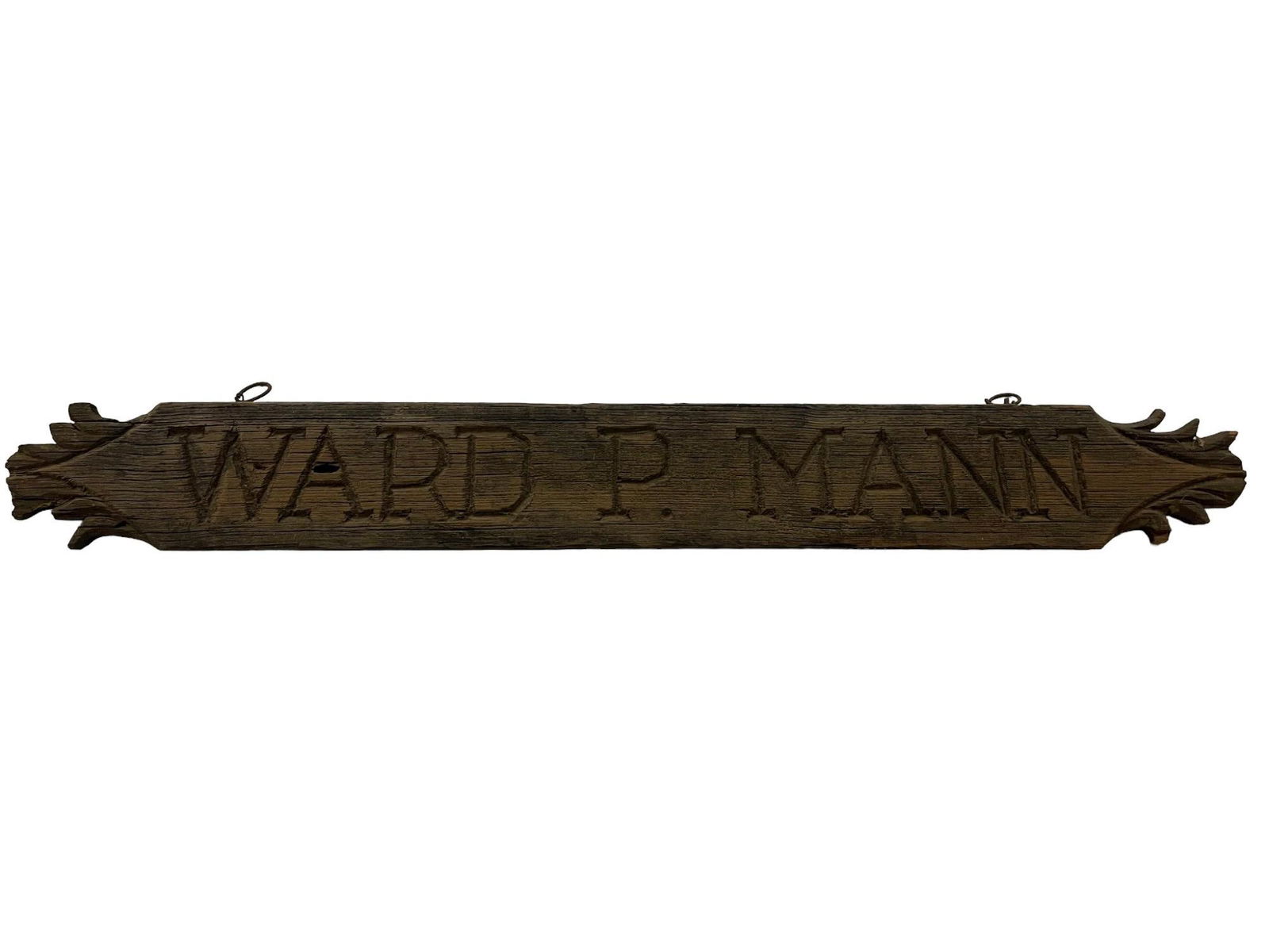 Carved Rustic Sign "Ward P. Mann" (1 of 6)