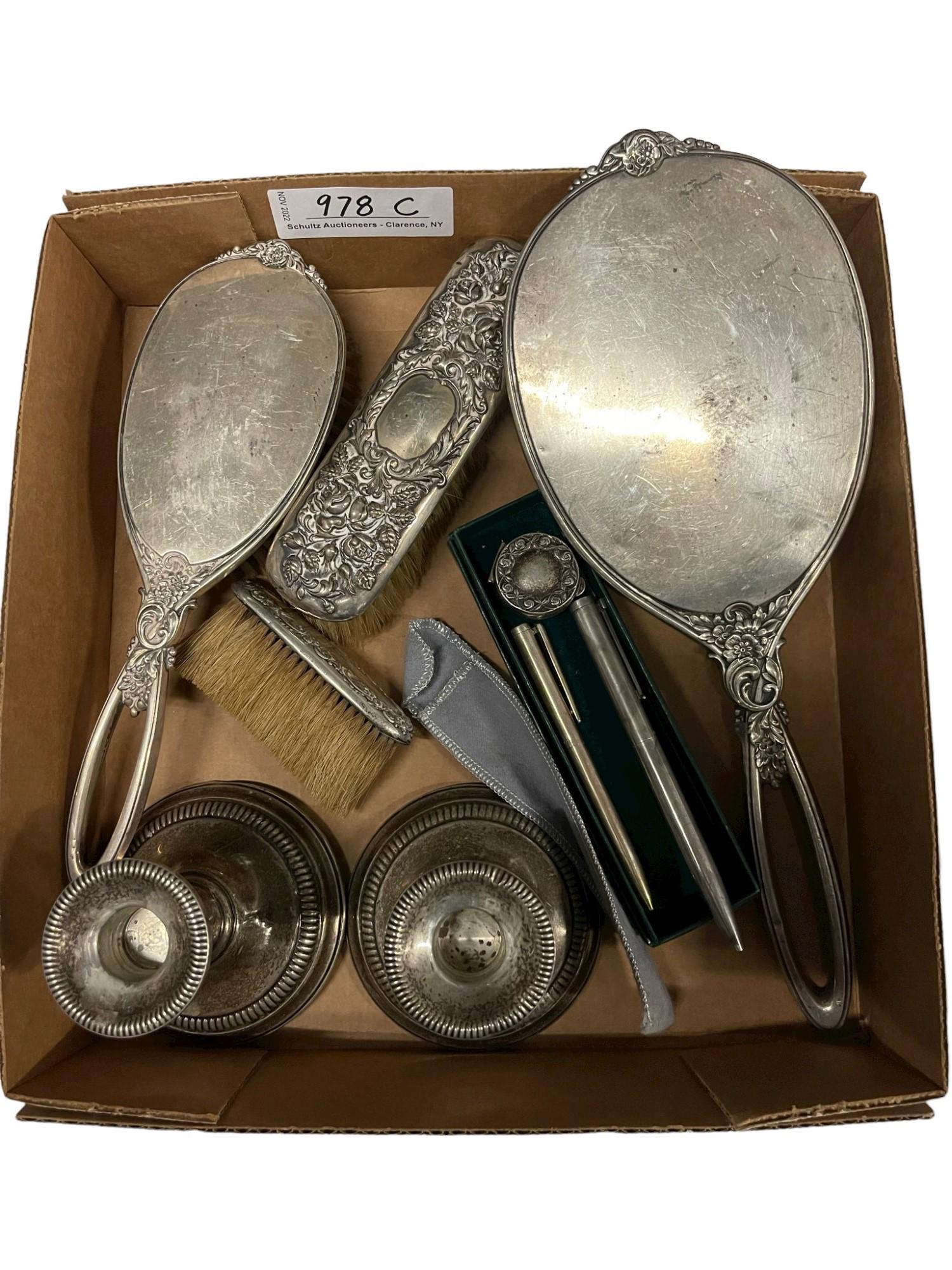 Sterling Lot incl. Brushes, Mirror, Pens, etc (1 of 4)