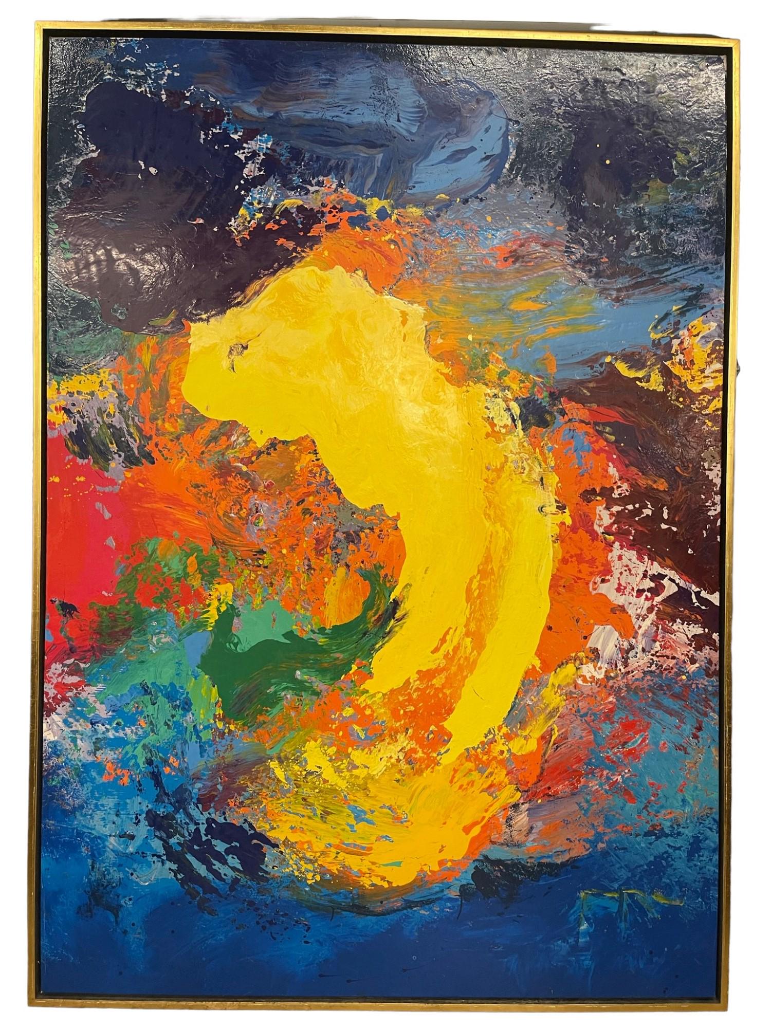 Enamel on Canvas "Attributed To Charles Clough": Enamel on Canvas "Attributed To Charles Clough", Unsigned - Approx. 6'5 x 9'2"