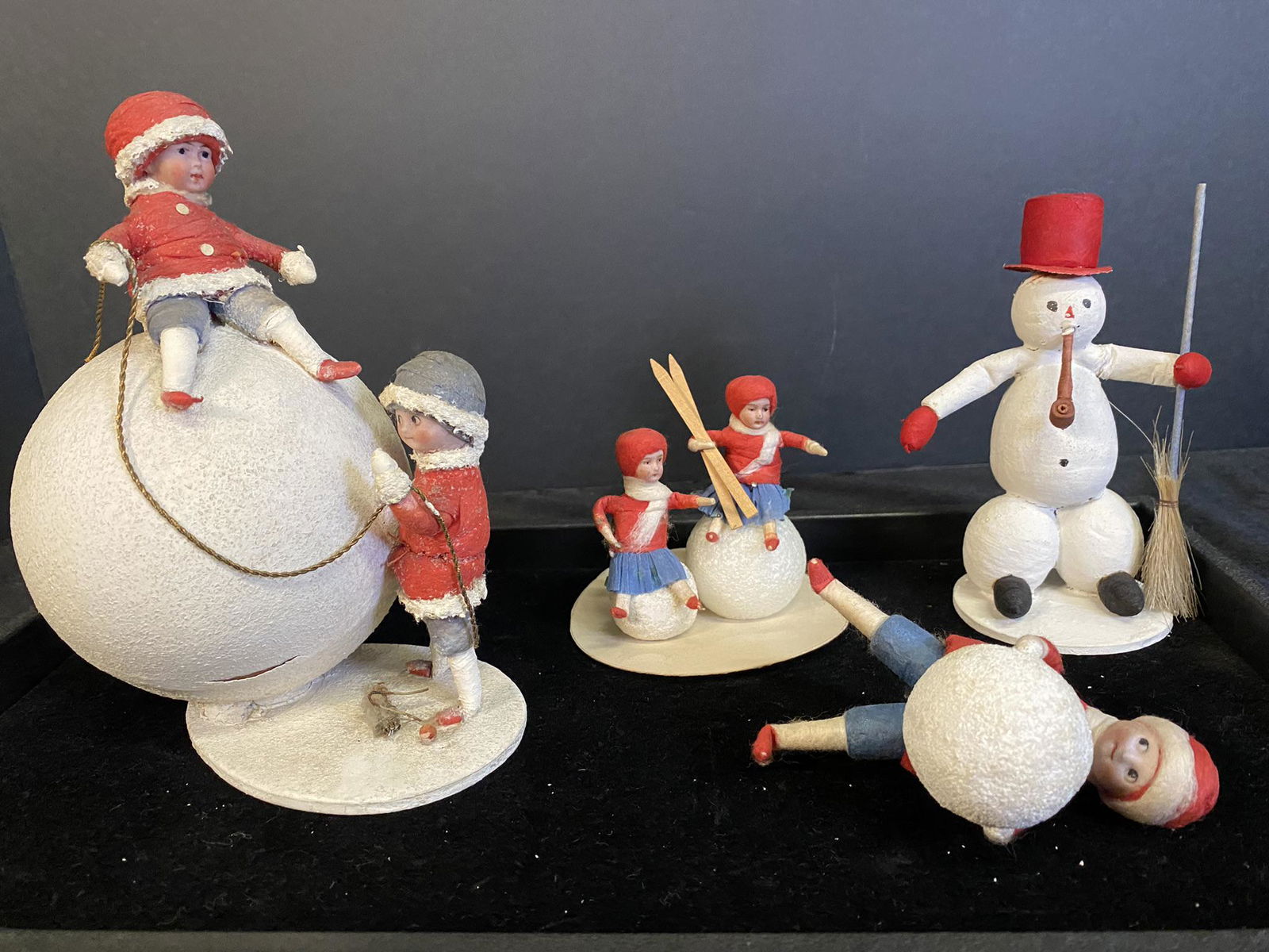 3 Snow Babies with Snowballs and bisque heads: 3 Snow Babies with Snowballs and bisque heads