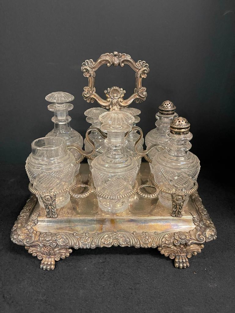 Tileston Ornate Condiment Holder With Finely Cut Glass (1 of 7)