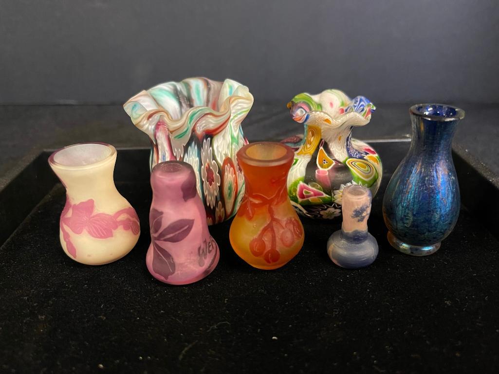 Miniature Vases incl. Weis Cameo Glass, etc (1 of 8)