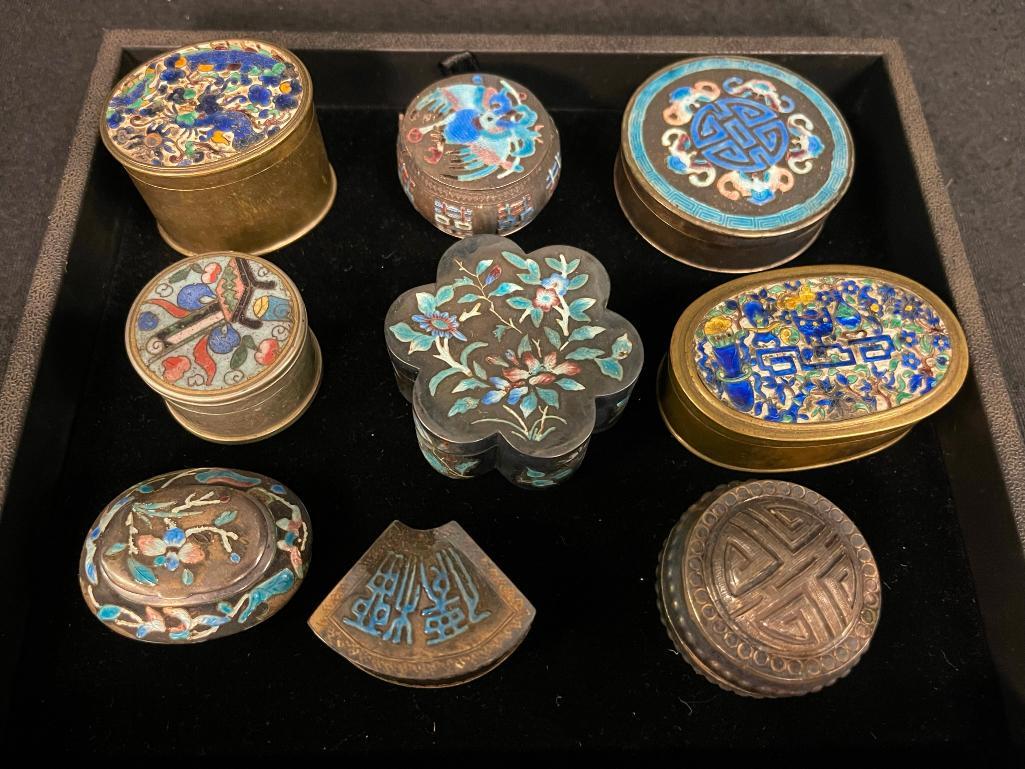Lot of 9 Asian Enameled Covered Boxes (1 of 9)