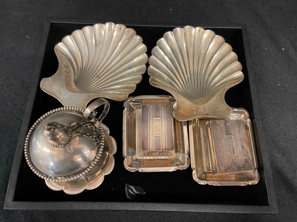 Sterling incl Tiffany Nut Dishes, etc (1 of 12)