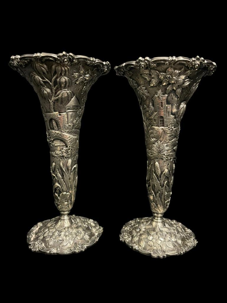 Fabulous Pair S. Kirk + Sons Sterling Vases (1 of 12)