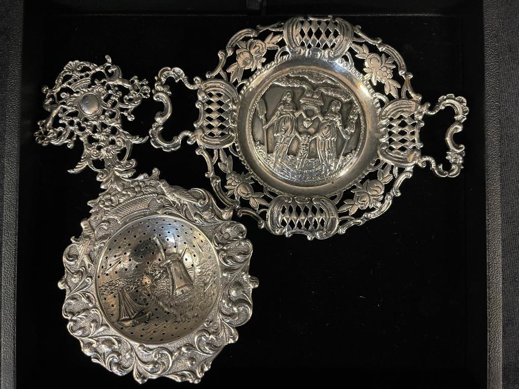 Hallmarked Silver Tea Strainer & Sterling Server (1 of 9)