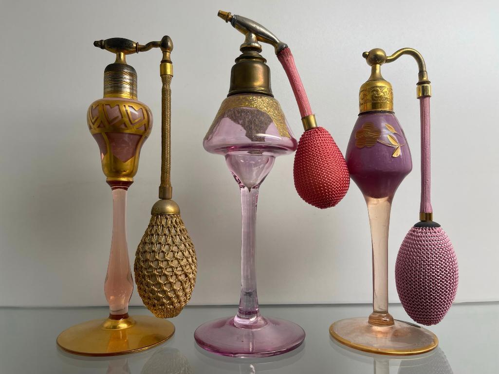 3 Gold Decorated Perfume Bottles: 3 Gold Decorated Perfume Bottles