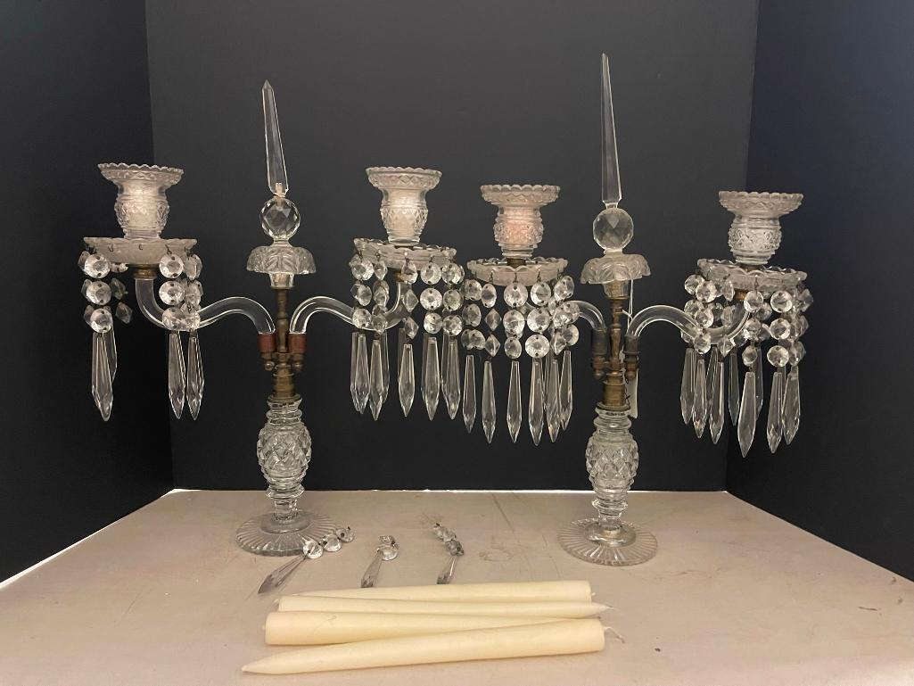 Pair of Crystal Candelabra with Prisms (1 of 7)