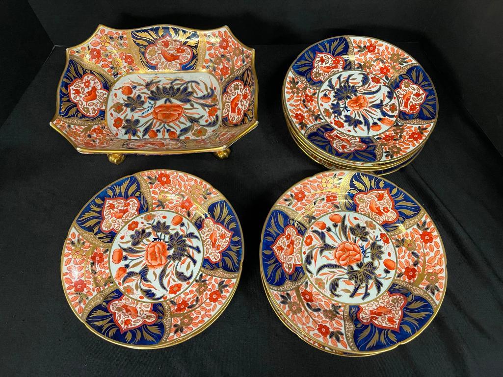 Poss. early Royal Crown Derby 19th C. Porcelain plates (1 of 8)