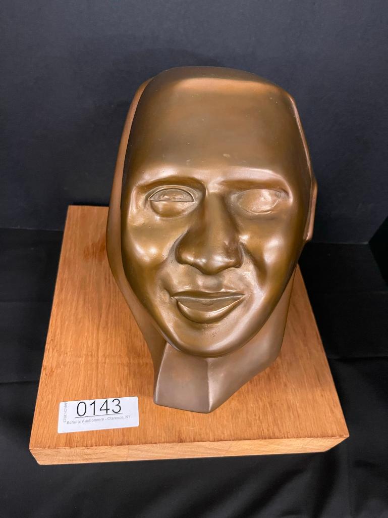 Modernist Bronze Bust on wood base (1 of 6)