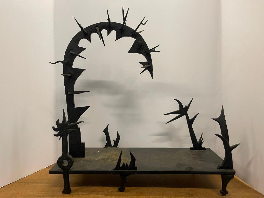 Brutalist Iron Contemporary Floor Stand (1 of 6)