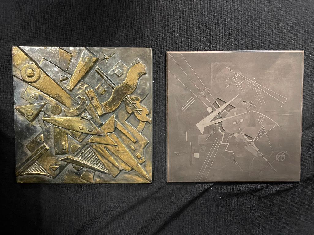 2 Modernist Tile Art incl Etched Steel (1 of 9)