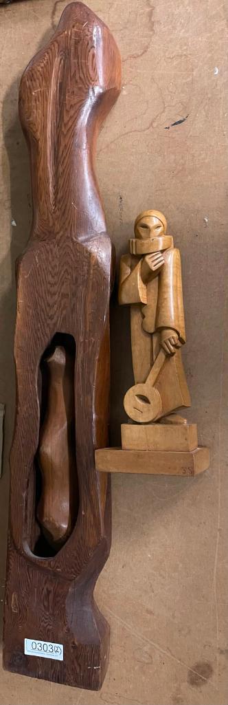 Wood Carving of Harlequin & 3pc wood sculpture (1 of 7)