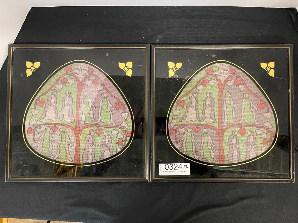 Pair of Art Deco Needlework w/ People (1 of 7)