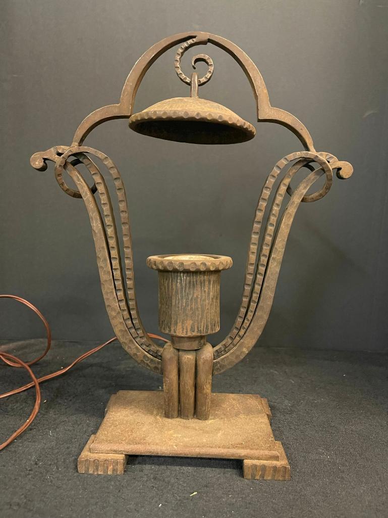 Art Deco Wrought Iron Table Lamp (1 of 6)