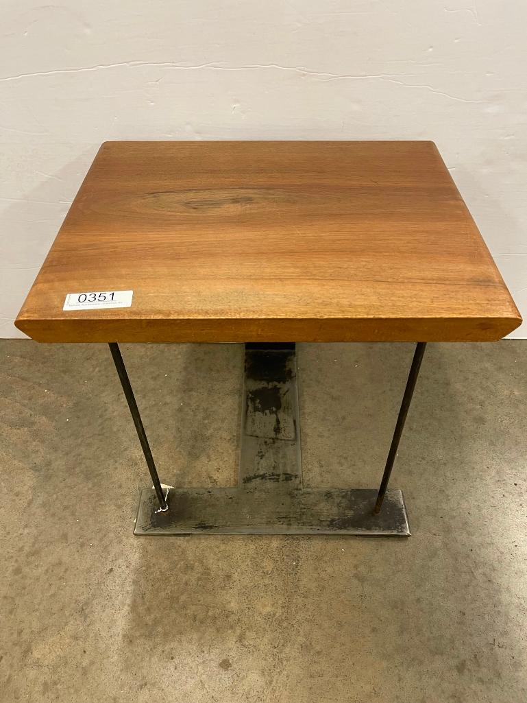 Mid Century Table, Wood on Steel base (1 of 5)