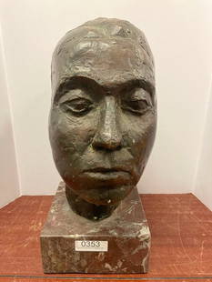 Bronze Bust of Woman on Marble Base, Unsigned Attributed to Jacob Epstein: Bronze Bust on Marble Base, Unsigned Attributed to Jacob Epstein, approx 10" x 15" x 21"