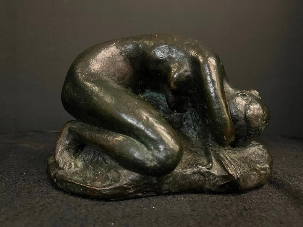 Signed And Numbered Bronze of Kneeling Nude: Signed And Numbered Bronze of Kneeling Nude (4/5), approx. 7" x 3.5" x 4"