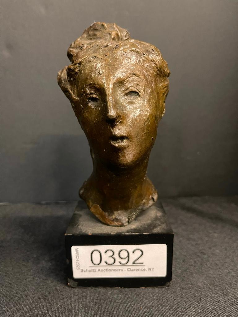 Signed Bronze Bust of Woman (1 of 6)