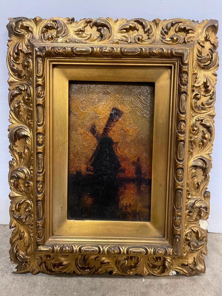 Oil on Board Painting of Windmill scene (1 of 4)