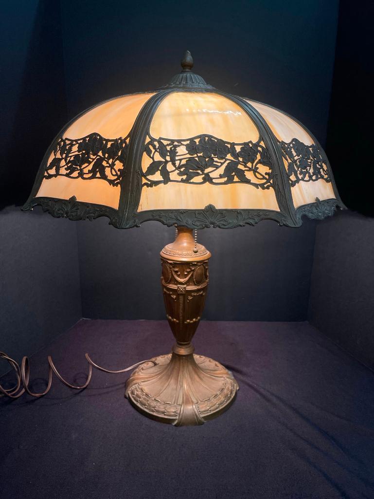 8 Panel Caramel Glass Panel Lamp (1 of 10)