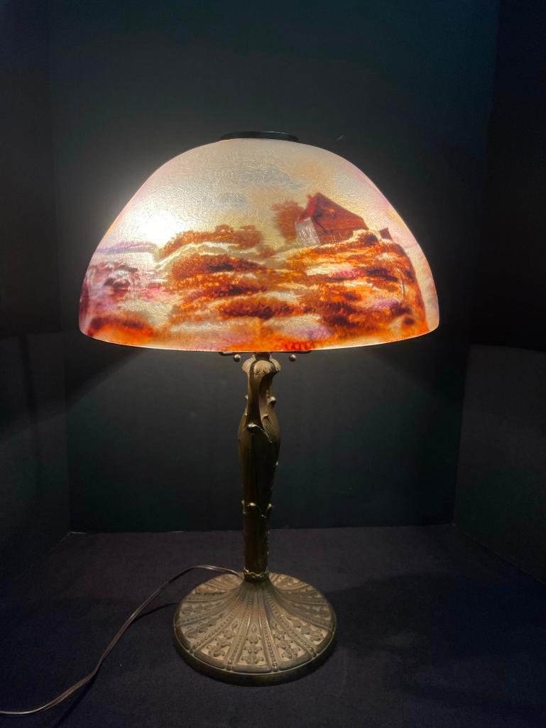 Reverse Painted on Glass Antique Lamp (1 of 14)