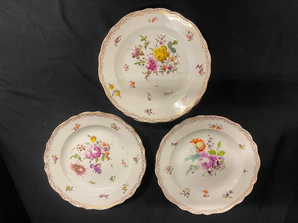 7 Hand Painted Meissen Plates (1 of 9)