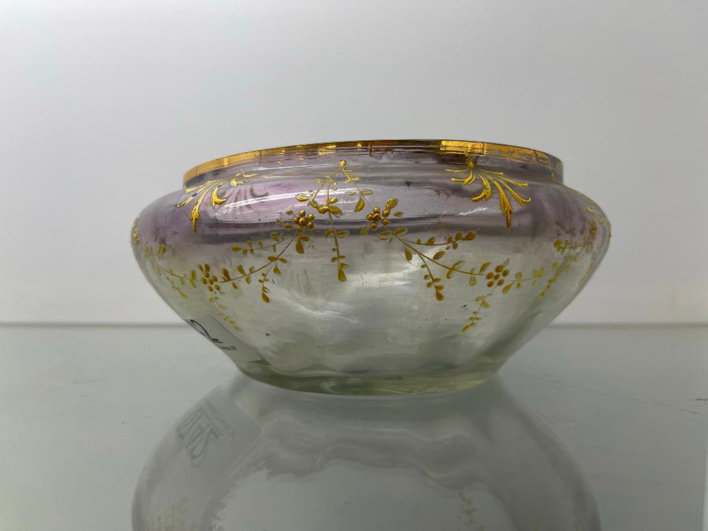 Baccarat Hand Painted Bowl: Baccarat Hand Painted Bowl, approx. 3.5" h x 8" diam