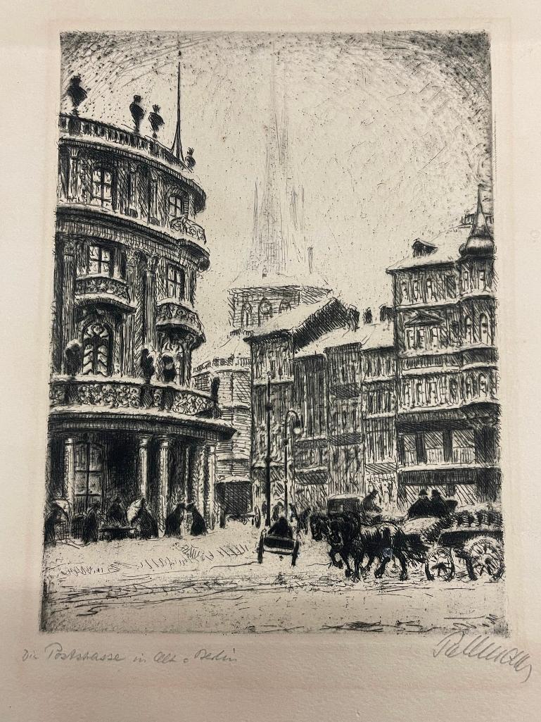 Kurt Pullman 1886 Etching, Peter Moran Etchings etc: Kurt Pullman 1886 Original Etching, Peter Moran Etchings, Hubert Schoider, Dry Point approx 16" x 20"