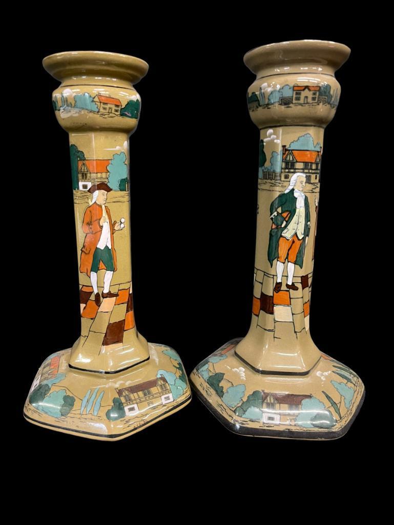 Pair of Buffalo Pottery Deldare Candlesticks (1 of 9)