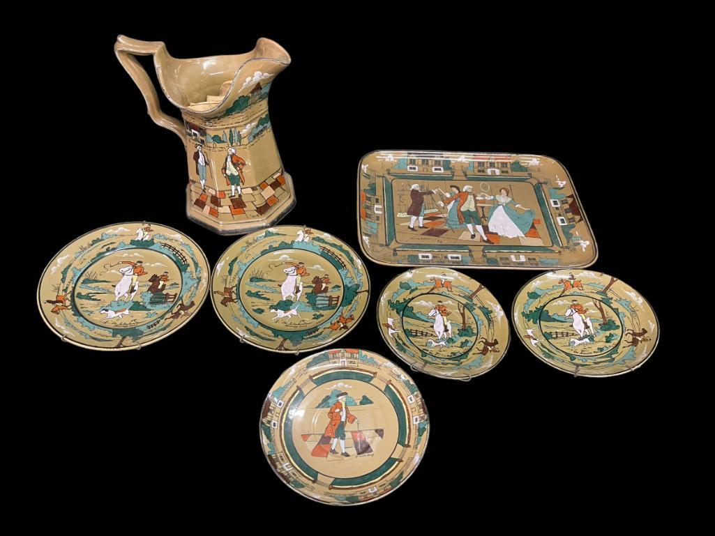 Buffalo Pottery Pitcher, Platter with dancers etc (1 of 10)