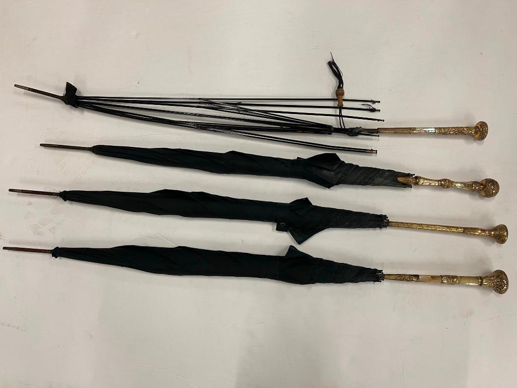 4 Parasols w/ Gold & Mother of Pearl Handles (1 of 9)
