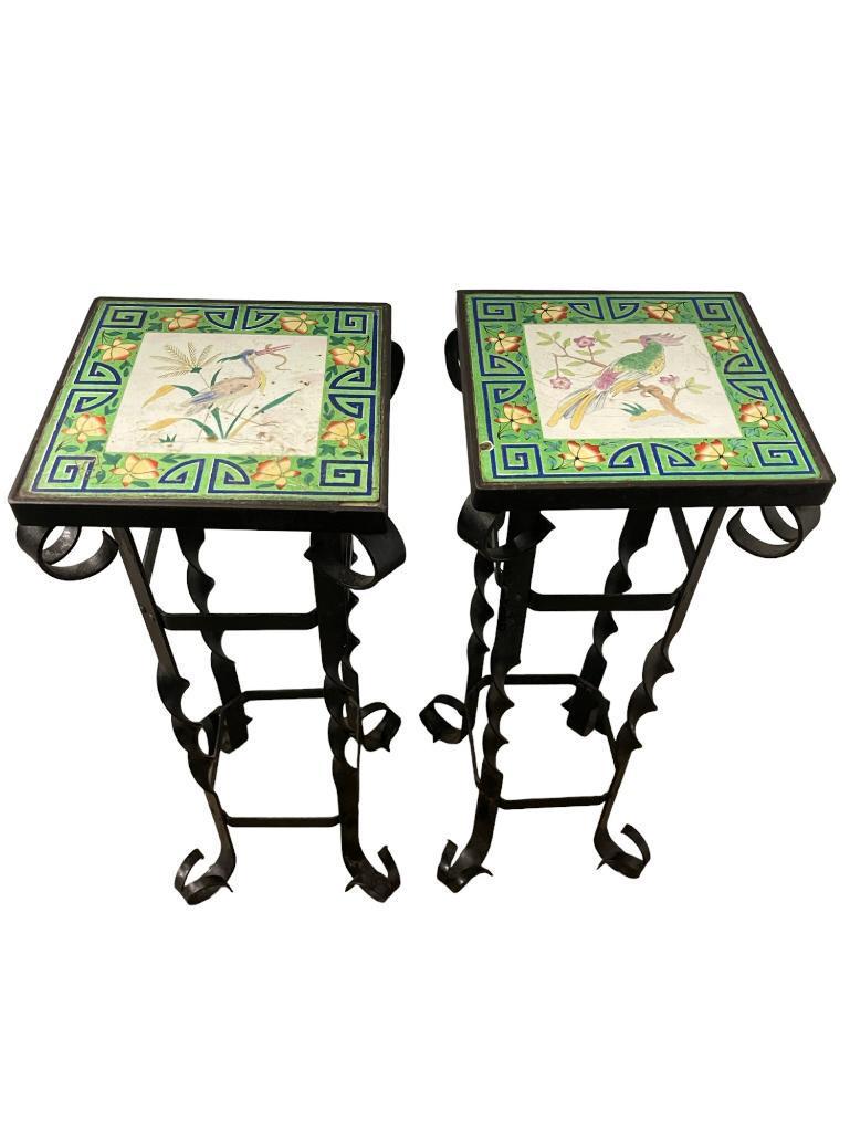 Pair Arts & Crafts Wrought Iron Plant Stands (1 of 11)