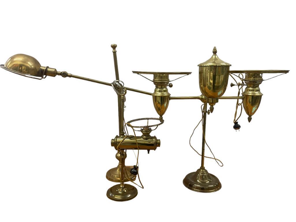 3 Brass Student Lamps incl. Bradley & Hubbard (1 of 7)