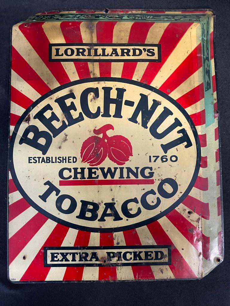 Beech-Nut Chewing Tobacco, Tin Advertising Sign (1 of 5)