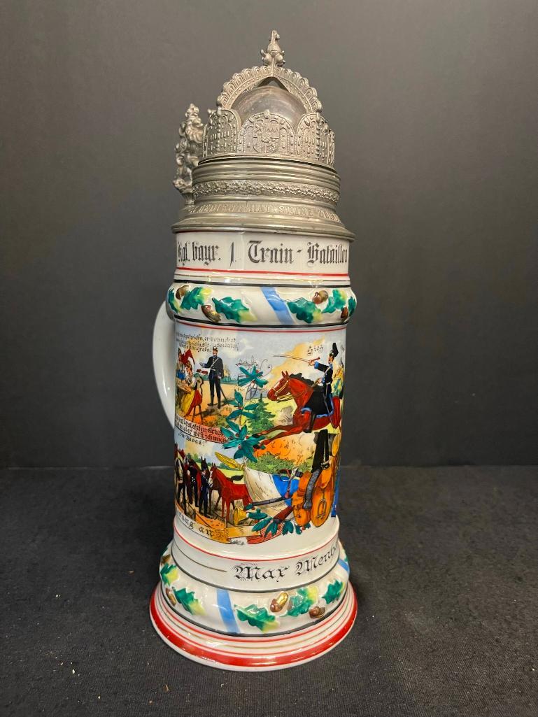 Regimental Beer Stein w/ Unusual Lid (1 of 17)