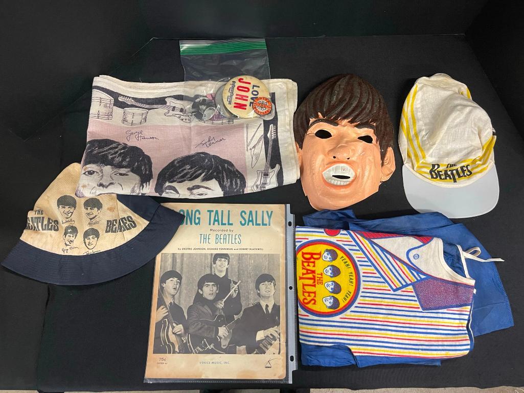 Beatles Lot, Buttons, Hats, Sheet Music, etc (1 of 6)