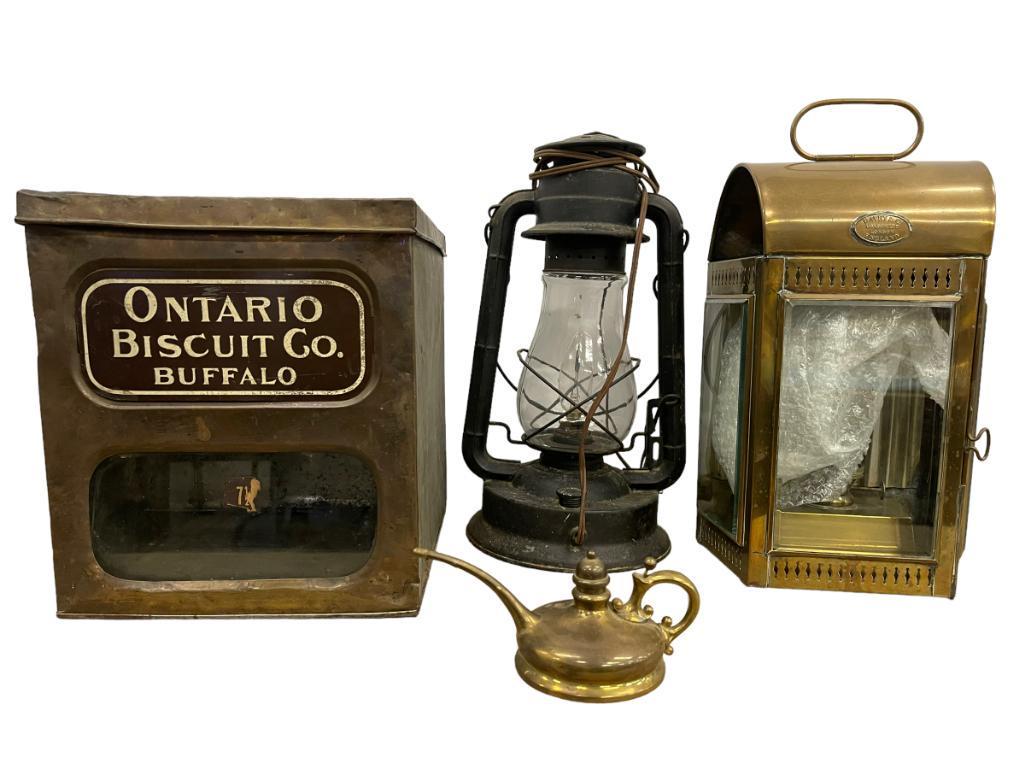 Davey + Co Brass Lantern, Ontario Biscuit box etc (1 of 11)