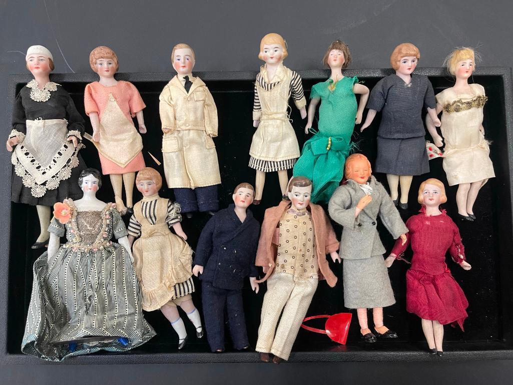 Tray of Antique Bisque Dolls: Tray of Antique Bisque Dolls