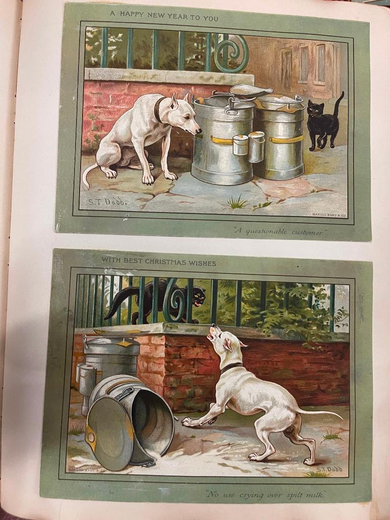 3 Scrapbooks w/ Trade Cards, Christmas Cards: 3 Scrapbooks w/ Trade Cards, Christmas Cards, General Postcards, etc