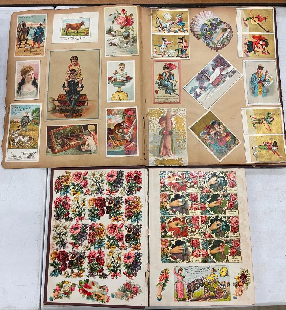 Large Lot of Pages of Trade Cards, mostly 19th C.: Large Lot of Pages of Trade Cards, mostly 19th C.
