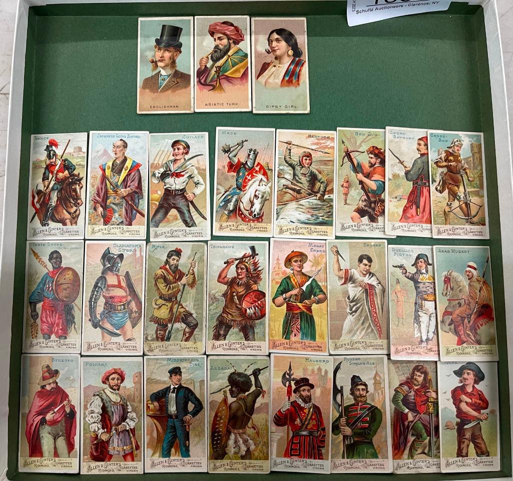 Approx 27 Cigarette Cards from Allen & Ginters: Approx 24 Cigarette Cards from Allen & Ginters called Arms of All Nations + 3 Cards of Allen & Ginter called Worlds Smokers