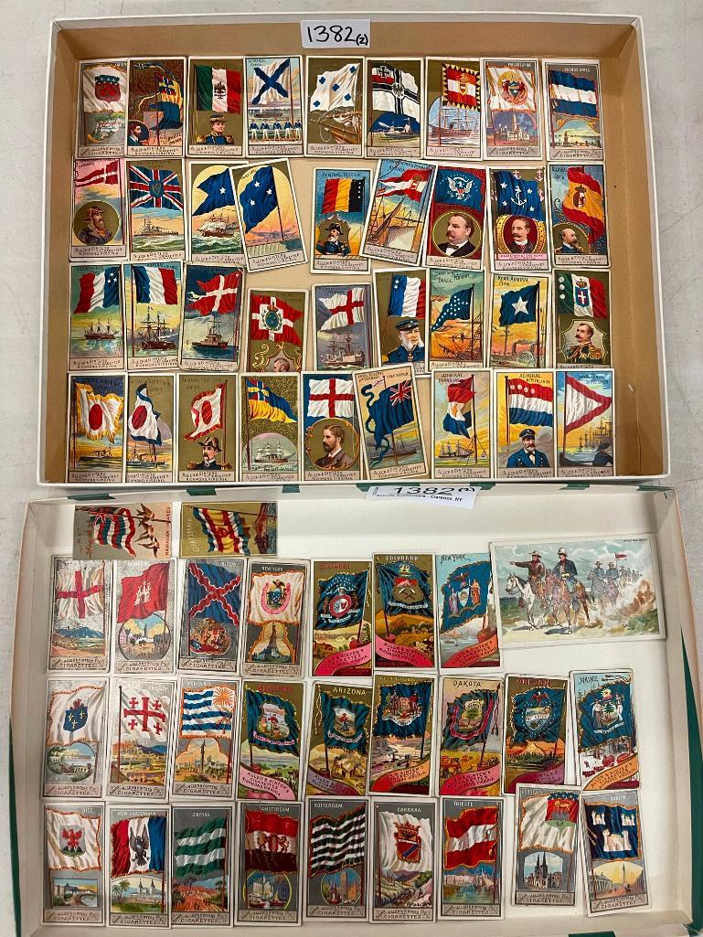 Group of Cards w/ Flags incl. City Flags etc: Group of Cards w/ Flags incl. City Flags, Allen & Ginter Cigarettes, Naval Flags, etc, approx 60+ cards